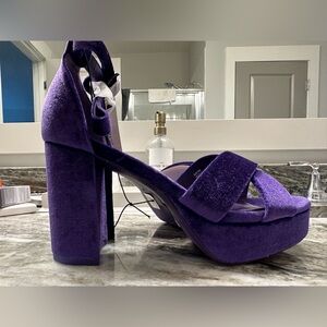 Elegant Purple Velvet Women's Heels